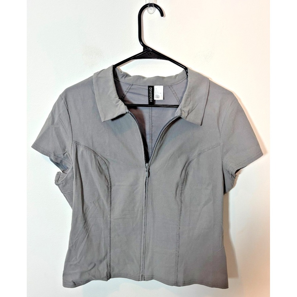 Divided H&M Women's Top Size Large Zip-Up Top Gray